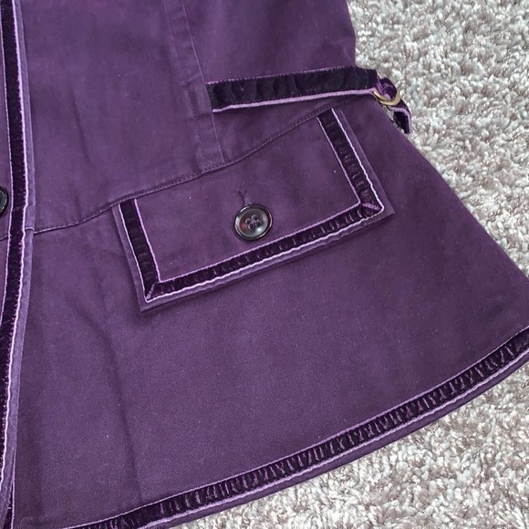 Talbots size 8 stretch jacket plum purple with velvet trim‎ button up - Picture 6 of 9